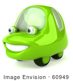 #60949 Royalty-Free (Rf) Illustration Of A 3d Green Car Character Facing Left And Smiling - Version 2