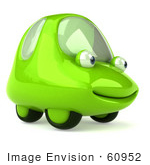 #60952 Royalty-Free (Rf) Illustration Of A 3d Green Car Character Smiling And Facing Right - Version 1