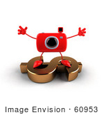 #60953 Royalty-Free (Rf) Illustration Of A 3d Red Camera Boy Character Standing On A Gold Dollar Symbol - Version 3