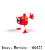 #60959 Royalty-Free (Rf) Illustration Of A 3d Red Camera Boy Character Holding His Arms Open - Version 4