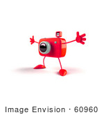 #60960 Royalty-Free (Rf) Illustration Of A 3d Red Camera Boy Character Holding His Arms Open - Version 2