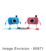 #60971 Royalty-Free (Rf) Illustration Of Two 3d Blue And Pink Camera Boy Mascots