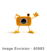 #60983 Royalty-Free (Rf) Illustration Of A 3d Yellow Camera Boy Character Waving - Version 1