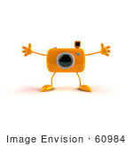 #60984 Royalty-Free (Rf) Illustration Of A 3d Orange Camera Boy Character Holding His Arms Open