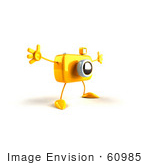 #60985 Royalty-Free (Rf) Illustration Of A 3d Yellow Camera Boy Character Holding His Arms Open - Version 2