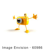 #60986 Royalty-Free (Rf) Illustration Of A 3d Yellow Camera Boy Character Holding His Arms Open - Version 1