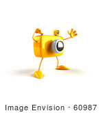 #60987 Royalty-Free (Rf) Illustration Of A 3d Yellow Camera Boy Character Waving - Version 3