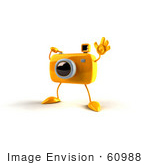#60988 Royalty-Free (Rf) Illustration Of A 3d Yellow Camera Boy Character Waving - Version 2