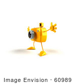 #60989 Royalty-Free (Rf) Illustration Of A 3d Yellow Camera Boy Character Holding His Arms Open - Version 3