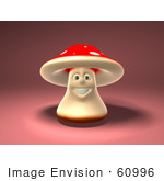 #60996 Royalty-Free (Rf) Illustration Of A 3d Fly Agaric Mushroom Character Smiling And Facing Front - Version 1