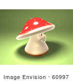 #60997 Royalty-Free (Rf) Illustration Of A 3d Fly Agaric Mushroom Character Facing Right - Version 2