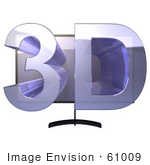 #61009 Royalty-Free (Rf) Illustration Of A Plasma Television With 3d Emerging From The Screen - Version 1