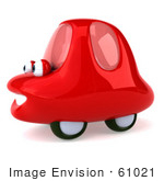 #61021 Royalty-Free (Rf) Illustration Of A 3d Red Car Character Facing Left And Smiling - Version 3