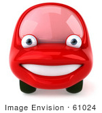 #61024 Royalty-Free (Rf) Illustration Of A 3d Red Car Character Facing Front And Smiling