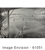#61051 Royalty-Free Historical Illustration Of A Sepia Engraving Of Fans Watching A Boston Braves Baseball Game