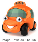 #61066 Royalty-Free (Rf) Illustration Of A 3d Orange Taxi Cab Smiling