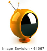 #61067 Royalty-Free (Rf) Illustration Of A 3d Round Yellow Retro Television - Version 3