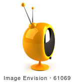 #61069 Royalty-Free (Rf) Illustration Of A 3d Round Yellow Retro Television - Version 5