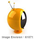 #61071 Royalty-Free (Rf) Illustration Of A 3d Round Yellow Retro Television - Version 2