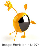 #61074 Royalty-Free (Rf) Illustration Of A 3d Yellow Square Television Character Doing A Cartwheel - Version 3