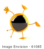 #61085 Royalty-Free (Rf) Illustration Of A 3d Yellow Square Television Character Doing A Cartwheel - Version 1