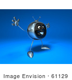 #61129 Royalty-Free (Rf) Illustration Of A 3d Chrome Tv Character Holding His Arms Open - Version 2
