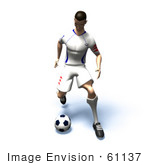 #61137 Royalty-Free (Rf) Illustration Of A 3d Soccer Player Kicking A Soccer Ball - Version 16