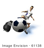 #61138 Royalty-Free (Rf) Illustration Of A 3d Soccer Player Kicking A Soccer Ball - Version 20