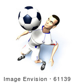 #61139 Royalty-Free (Rf) Illustration Of A 3d Soccer Player Bouncing A Ball Off Of His Chest - Version 9