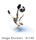 #61140 Royalty-Free (Rf) Illustration Of A 3d Soccer Player Kicking A Soccer Ball - Version 30