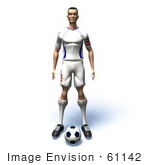#61142 Royalty-Free (Rf) Illustration Of A 3d Soccer Player Standing Over A Soccer Ball - Version 1