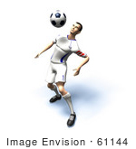 #61144 Royalty-Free (Rf) Illustration Of A 3d Soccer Player Bouncing A Ball Off Of His Chest - Version 8