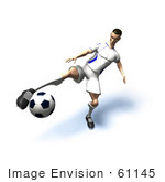 #61145 Royalty-Free (Rf) Illustration Of A 3d Soccer Player Kicking A Soccer Ball - Version 18