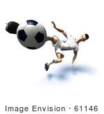 #61146 Royalty-Free (Rf) Illustration Of A 3d Soccer Player Kicking A Soccer Ball - Version 32