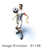 #61148 Royalty-Free (Rf) Illustration Of A 3d Soccer Player Bouncing A Ball Off Of His Chest - Version 7