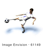 #61149 Royalty-Free (Rf) Illustration Of A 3d Soccer Player Kicking A Soccer Ball - Version 19