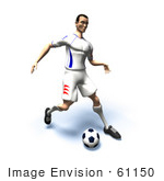 #61150 Royalty-Free (Rf) Illustration Of A 3d Soccer Player Kicking A Soccer Ball - Version 17