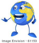 #61153 Royalty-Free (Rf) Illustration Of A 3d Blue And Yellow Globe Character Talking And Gesturing