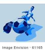 #61165 Royalty-Free (Rf) Illustration Of A 3d Soccer Character Kicking A Soccer Ball - Version 21