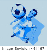 #61167 Royalty-Free (Rf) Illustration Of A 3d Soccer Character Bouncing A Ball Off Of His Chest - Version 10