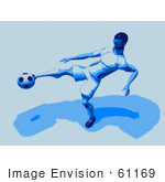#61169 Royalty-Free (Rf) Illustration Of A 3d Soccer Character Kicking A Soccer Ball - Version 23