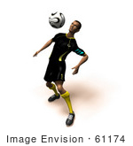 #61174 Royalty-Free (Rf) Illustration Of A 3d Soccer Player Bouncing A Ball Off Of His Chest - Version 5