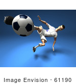 #61190 Royalty-Free (Rf) Illustration Of A 3d Soccer Player Kicking A Soccer Ball - Version 12