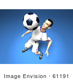 #61191 Royalty-Free (Rf) Illustration Of A 3d Soccer Player Bouncing A Ball Off Of His Chest - Version 4
