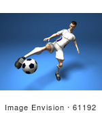 #61192 Royalty-Free (Rf) Illustration Of A 3d Soccer Player Kicking A Soccer Ball - Version 6