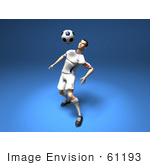 #61193 Royalty-Free (Rf) Illustration Of A 3d Soccer Player Bouncing A Ball Off Of His Chest - Version 3