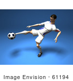 #61194 Royalty-Free (Rf) Illustration Of A 3d Soccer Player Kicking A Soccer Ball - Version 7