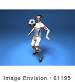#61195 Royalty-Free (Rf) Illustration Of A 3d Soccer Player Bouncing A Ball Off Of His Chest - Version 2
