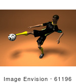 #61196 Royalty-Free (Rf) Illustration Of A 3d Soccer Player Kicking A Soccer Ball - Version 2