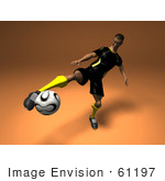 #61197 Royalty-Free (Rf) Illustration Of A 3d Soccer Player Kicking A Soccer Ball - Version 3